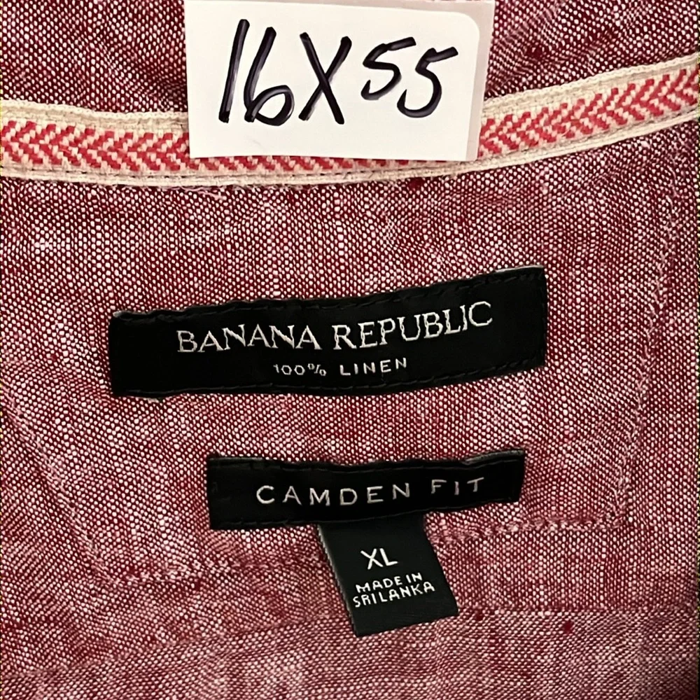 Banana Republic Camden Linen Shirt Mens XL Button Shortsleeve Coastal